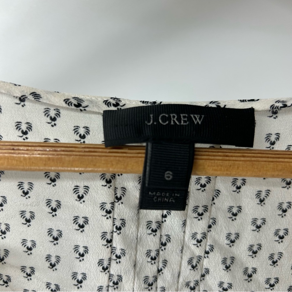 J. Crew Cream and Black Ruffle Sleeve Blouse Silk - Picture 2 of 5